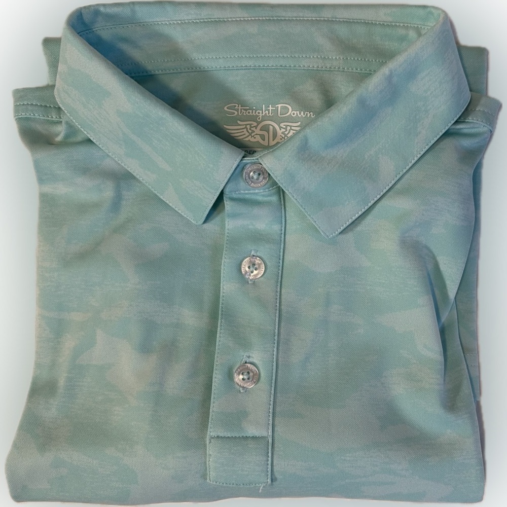 Straight Down Shirt Polo Short Sleeve Blue Camouflage Ulen Country Club Men's XL